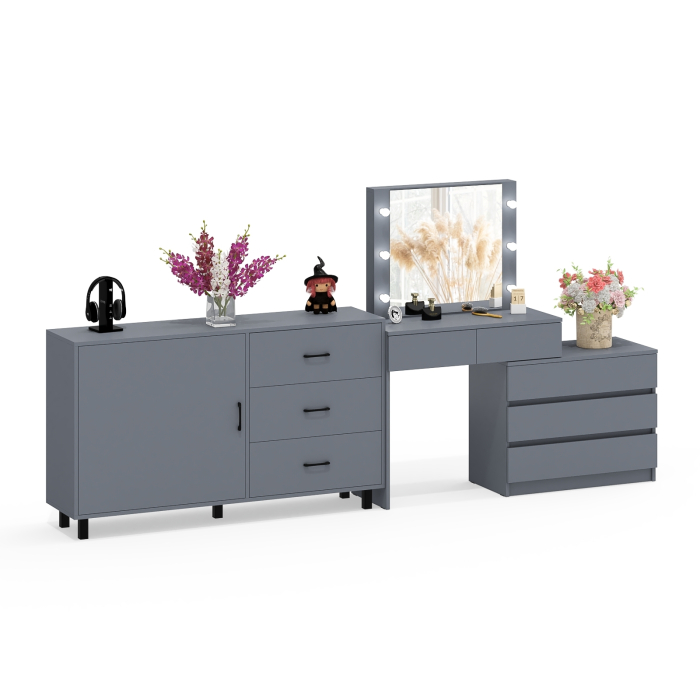 Туалетные столики, Стол-трансформер косметический с подсветкой 110 и комод-тумба три ящика 122-1504