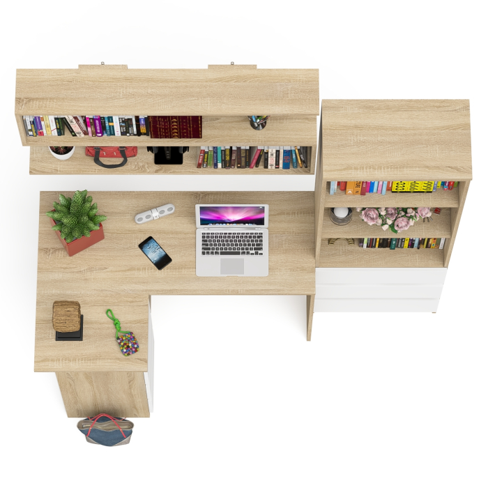 Домашние кабинеты, Уголок школьника Мори с угловым столом и полкой и стеллажом