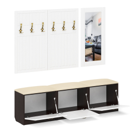 Набор мебели для прихожей из обувниц зеркала и вешалок П-6 № 03 МДФ фрезеровка прованс