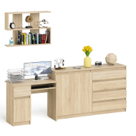 Прямые компьютерные столы, Стол компьютерный дверка и выдвижной ящик слева с комодом МК1600.1 и полкой Мори 900