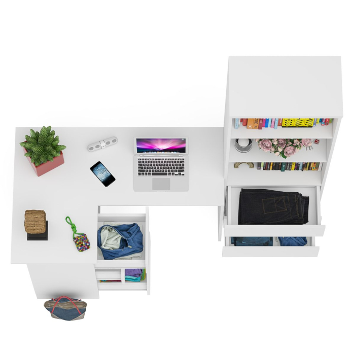 Домашние кабинеты, Стеллаж-комод Мори МСТ600 3 ящика и стол угловой компьютерный МС-16 левый