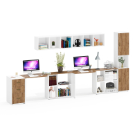 Домашние кабинеты, Лидер-8 мебель для детской для двоих детей из столов с открытыми полками и пенала с нишей и тумбы 3.16