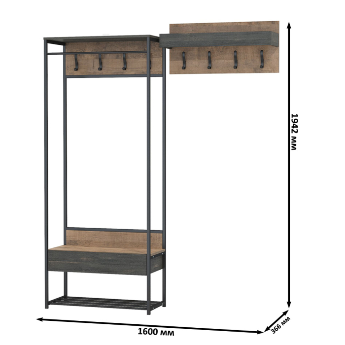 Прихожие, Прихожая Трувор 15.120 с вешалкой для верхней одежды