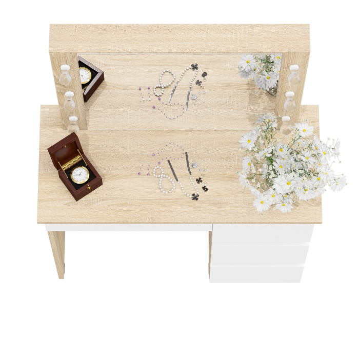 С зеркалом, Стол косметический с подсветкой Сура