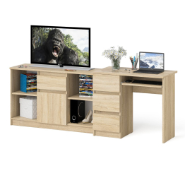 Стол компьютерный три ящика МС-6 левый с тумбой 1204-1 Мори