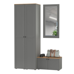 Тумба две дверки с зеркалом и два пенала в прихожую Остин