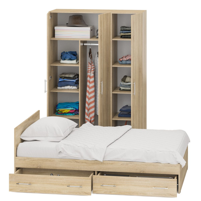 Спальные гарнитуры, Спальный гарнитур № 1 Стандарт с кроватью 1200 с ящиками