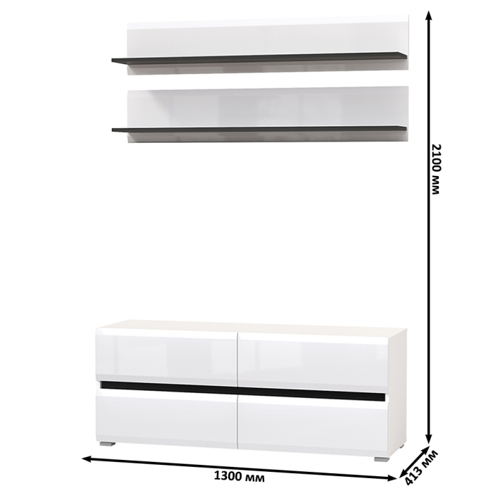 ТВ-тумбы, Две открытых полочки с тумбой для аппаратуры Сидней