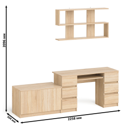 Стол компьютерный Мори МС-2 с верхней полкой и тумбой МА900.1
