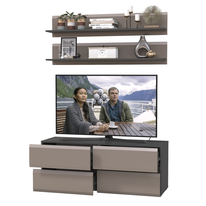 ТВ-тумбы, Две открытых полочки с тумбой для аппаратуры Сидней