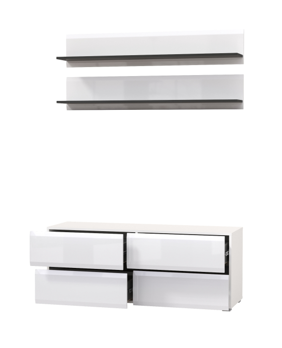 ТВ-тумбы, Две открытых полочки с тумбой для аппаратуры Сидней