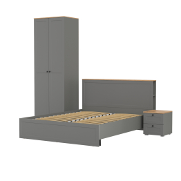 Шкаф для одежды двухдверный Остин с кроватью с ортопедом и прикроватной тумбочкой