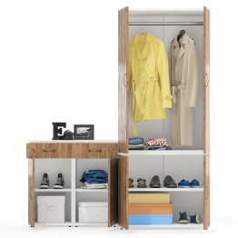 Шкаф для одежды глубокий Лидер-8 и две тумбочки МД 3.15