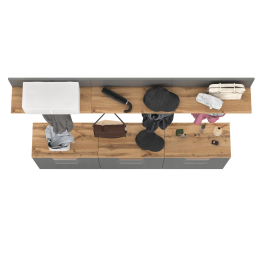 Три обувницы с вешалкой для одежды с полкой в узкую прихожую Октава