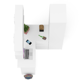 Стол угловой компьютерный Мори МС-16 правый с пеналом с полками и навесной открытой полкой 1200