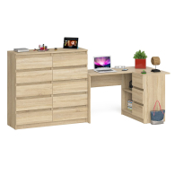 Компьютерные столы, Стол компьютерный МС-16 с тумбой справа и высокий комод на 10-ть ящиков Мори