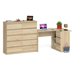 Стол компьютерный МС-16 с тумбой справа и высокий комод на 10-ть ящиков Мори