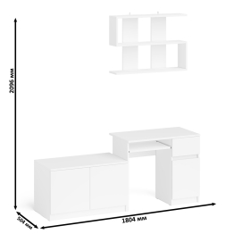 Стол компьютерный однотумбовый Мори МС-1 правый с верхней полкой 900 и тумбой