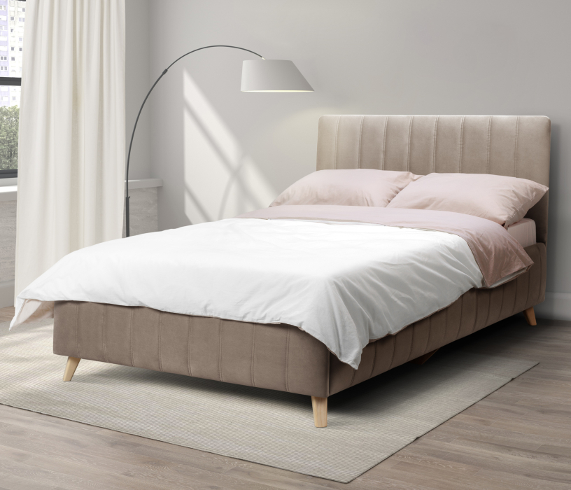 Двуспальные, Кровать с мягким изголовьем Монако 140, микровелюр