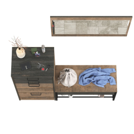 Тумба для обуви с ящиками и обувница с сиденьем с зеркалом Трувор