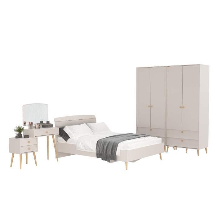 Спальные гарнитуры, Два двухдверных шкафа Афина с туалетным столиком и кроватью 1400