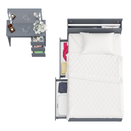 Кровать с ящиками полутораспальная Ксения 1200 и туалетный столик с подсветкой Сура