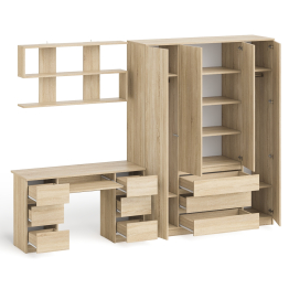 Большой 4-х дверный шкаф-комод Мори МШ1600.1 и стол с верхней навесной полкой