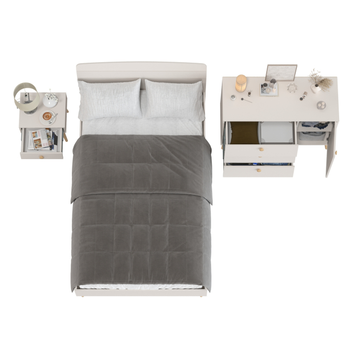 Спальные гарнитуры, Кровать Афина 1200 полутораспальная с комодом и тумбочкой