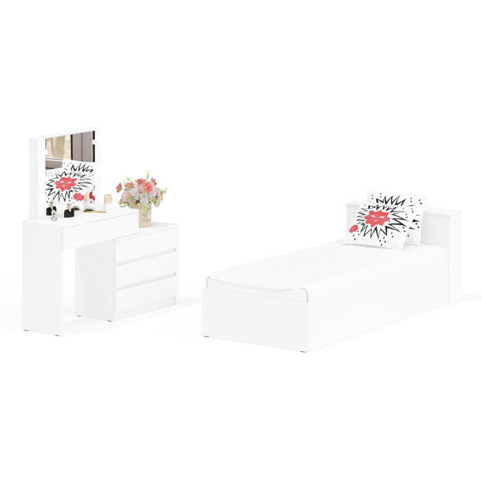 Спальные гарнитуры, Стол косметический с подсветкой 110 с кроватью с выдвижными ящиками Ксения 900