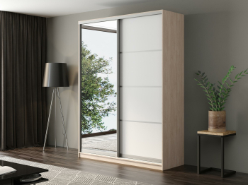 Шкаф-купе Айсберг 170 ШАМОНИ СВЕТЛЫЙ (белый/зеркало)