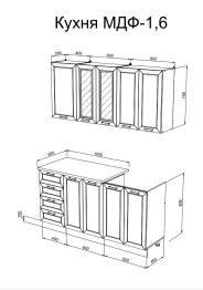 Кухня Агава Акация белая МДФ 1,6 м