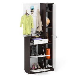 Тумба для обуви высокая с вешалкой и пеналом П-6 № 24 МДФ фрезеровка прованс