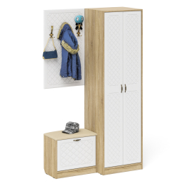 Шкаф в прихожую с обувницей с сиденьем и вешалкой П-6 № 12 МДФ фрезеровка ромб