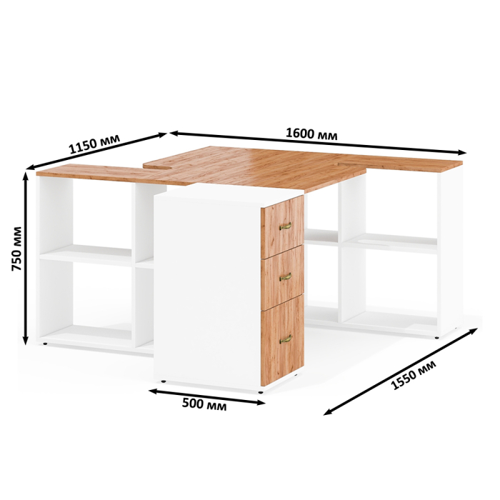 Домашние кабинеты, Место для учёбы двоих детей с тумбой Лидер-8 МД 3.16.