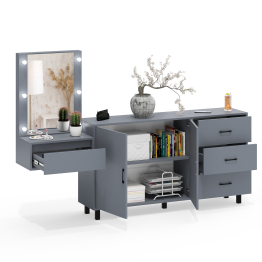 Косметический навесной столик с подсветкой и комод с ящиками и дверками 123-1604