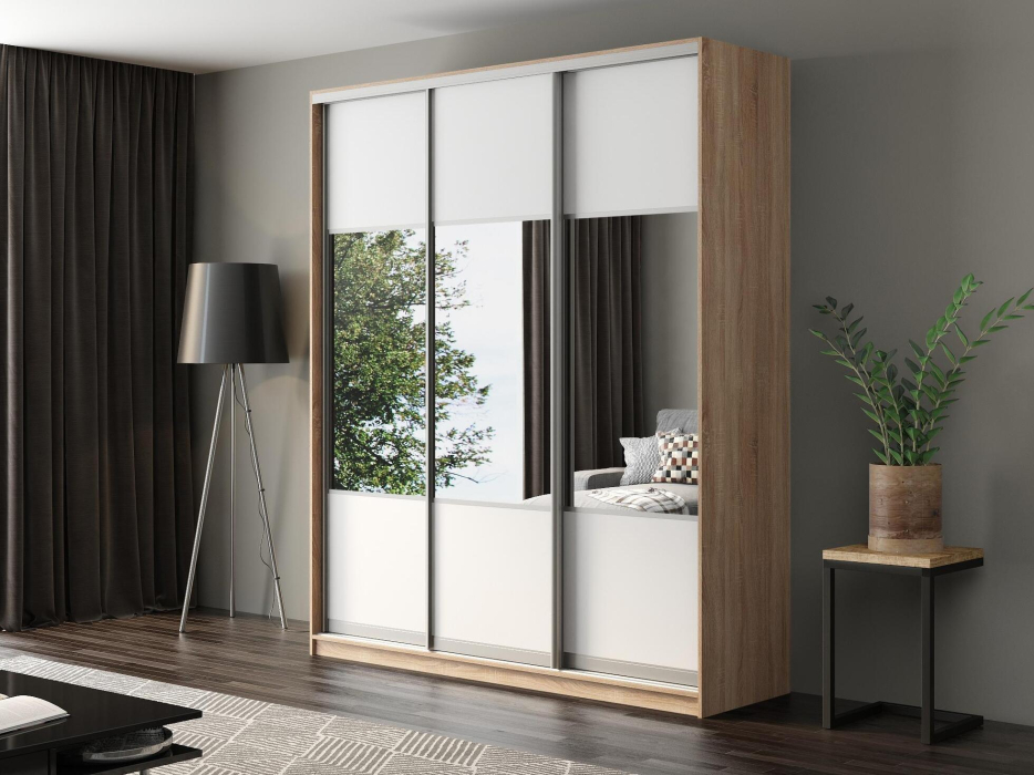 Шкафы-купе, Шкаф-купе Айсберг 200 СОНОМА (белый/комбинированный)