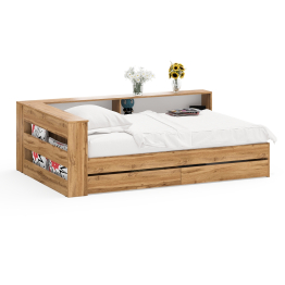 Ксения 1200 кровать с ящиками, ящиком для белья и прикроватным блоком для вещей