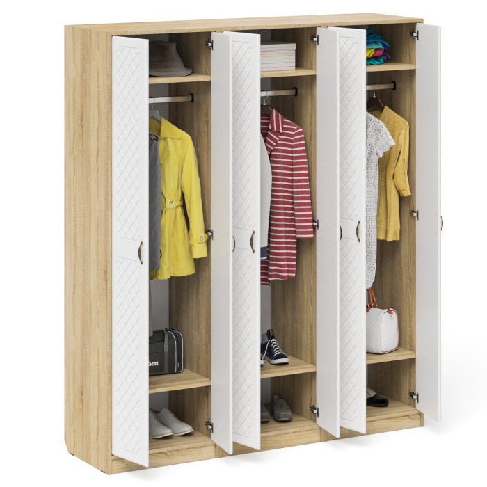 Прихожие, Три широких шкафа с дверками в прихожую П-6 МДФ фрезеровка ромб