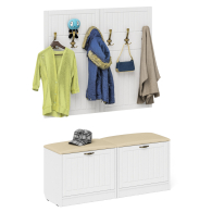 Прихожие, Две обувницы с мягким сиденьем с двумя вешалками для одежды П-6 МДФ фрезеровка прованс