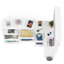 Книжная полка Мори 1200 с комодом 1200.8 и компьютерным столом МС-16 левым