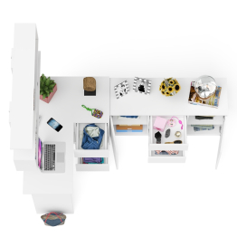 Стол компьютерный угловой МС-16 правый с навесной полкой и тумбой МК-1200.3 Мори