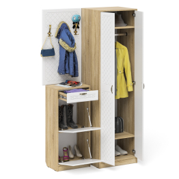 Вешалка с крючками с обувницей с ящиком и шкаф П-6 № 18 МДФ фрезеровка ромб