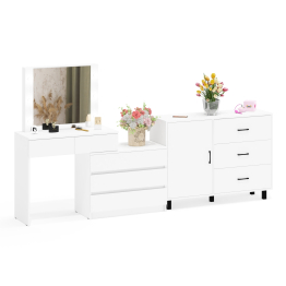 Угловой туалетный столик с подсветкой 110 и тумба-комод дверка и 3 ящика 122-1204