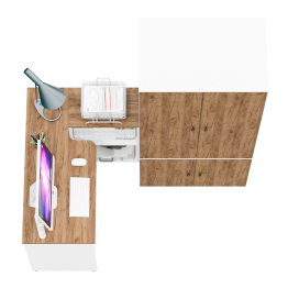 Шкаф для одежды глубокий с дверками и компьютерный стол Лидер-8