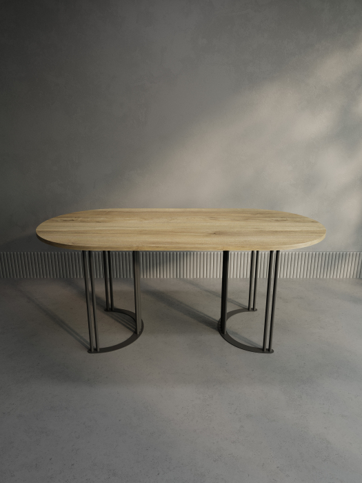 Обеденные столы, Стол овальный обеденный с чёрным металлическим подстольем VIOLUR 180