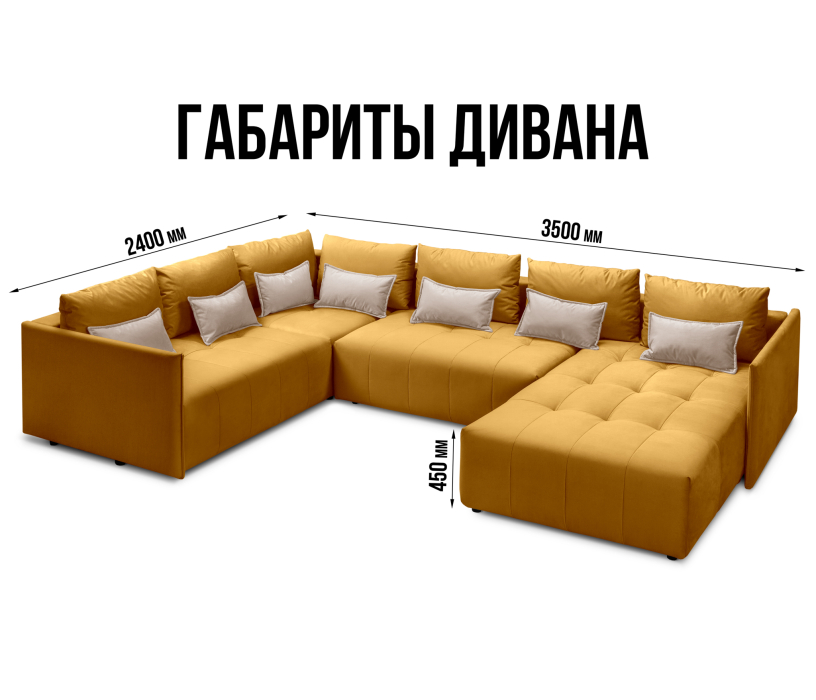 Диваны угловые в гостиную, Диван еврокнижка Чилетти П-образный