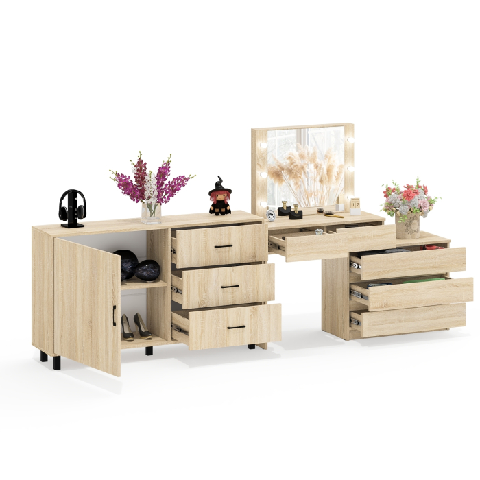 Туалетные столики, Стол-трансформер косметический с подсветкой 110 и комод-тумба три ящика 122-1504