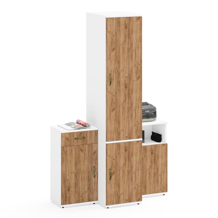 Домашние кабинеты, Шкаф узкий глубокий Лидер-8 МД 23Б и две разных тумбы МД 3.15 и МД 3.19