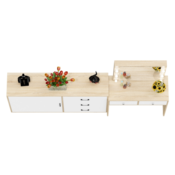 Туалетные столики, Косметический столик с лампочками СТ-5 и комод-тумба 122-1504