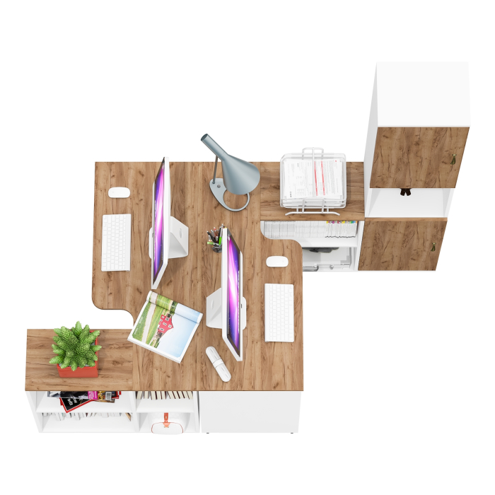 Домашние кабинеты, Два стола-трансформера для домашнего кабинета и пенал с дверками Лидер-8